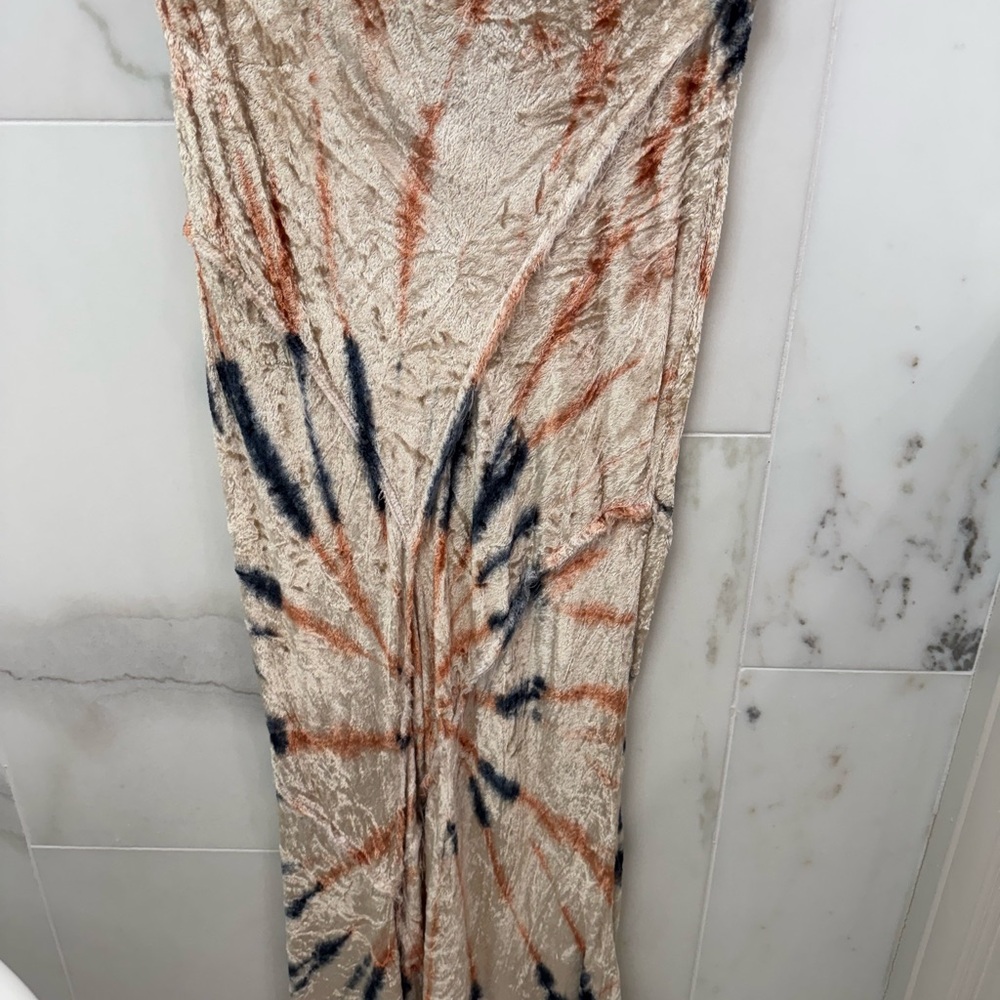 Free People Tie-Dye Maxi Skirt in Cream and navy